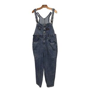 VTG Bugle Boy Size M Overalls Blue Denim Farmer Y2K 90s Pockets Adjustable Strap